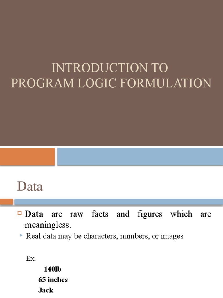 Introduction to program logic formulation pdf programming