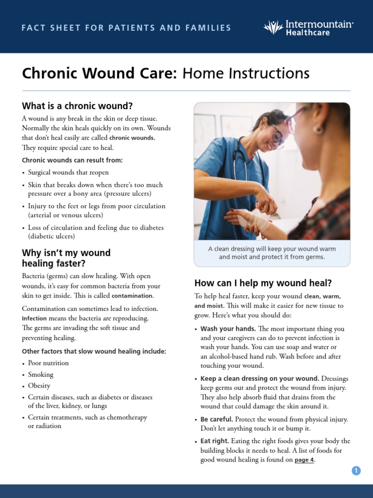Chronic Wound Care Home Instructions Fact Sheet PDF Wound Foods