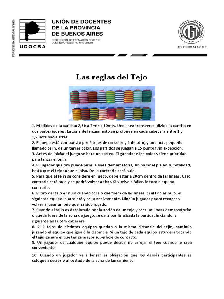 Reglas de Tejo 2022 | PDF
