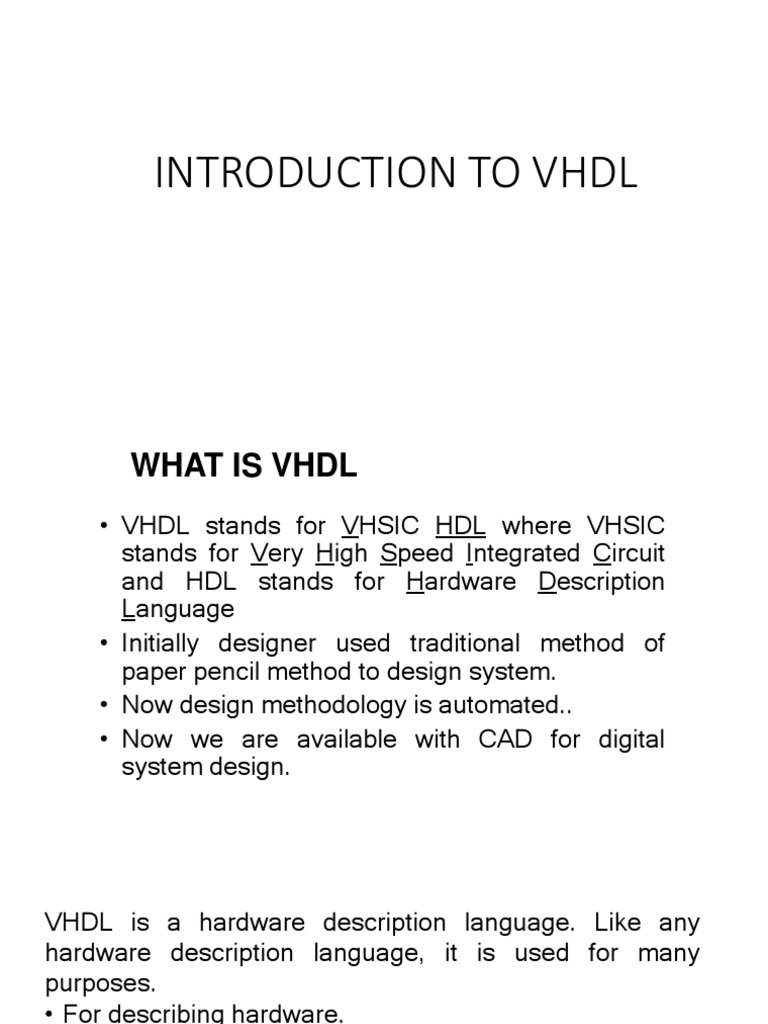 VHDL PDF Hardware Description Language Vhdl
