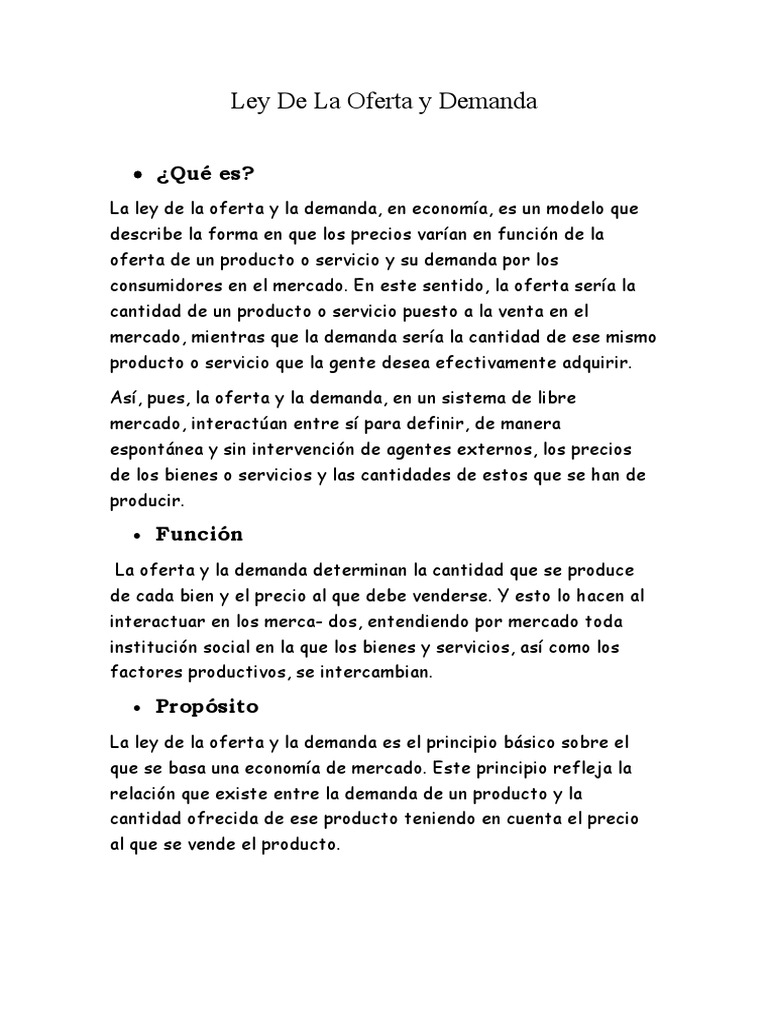 Ley de La Oferta y Demanda | PDF