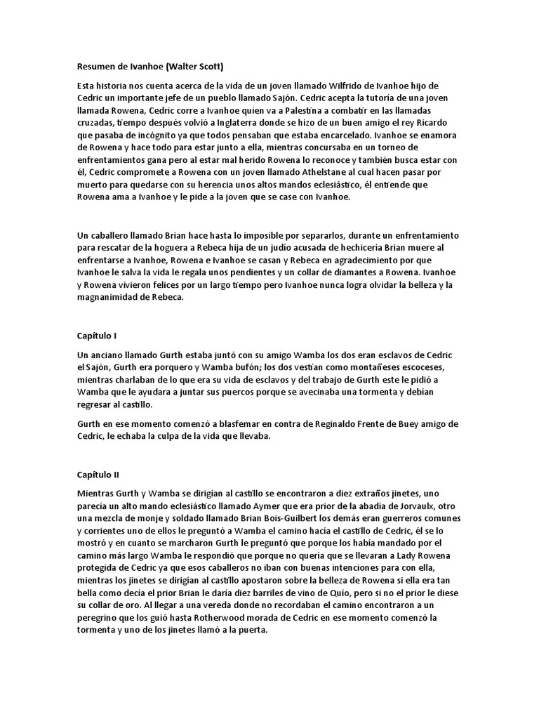 Resumen de Ivanhoe PDF