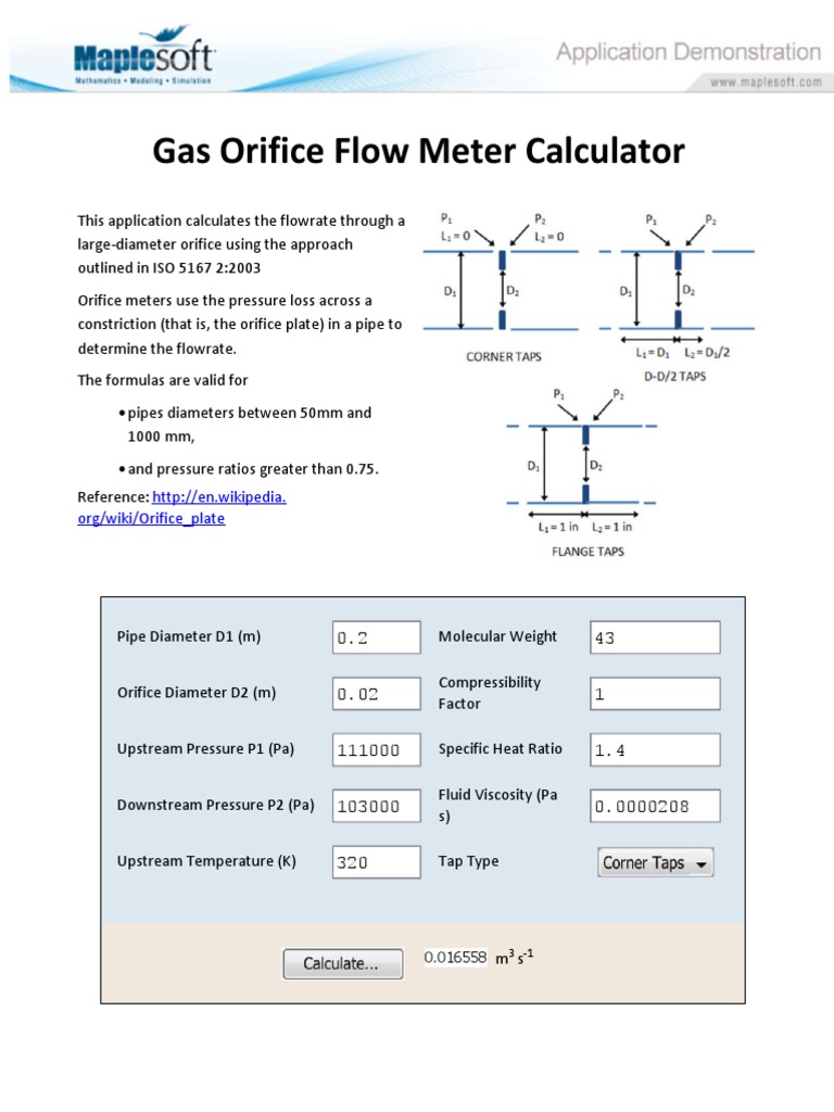 Gas Orifice Flow Meter Calculator PDF