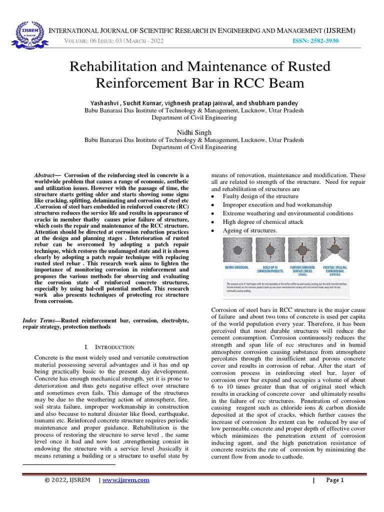 Rehabilitation and Maintenance of Rusted Reinforcement Bar in RCC Beam ...