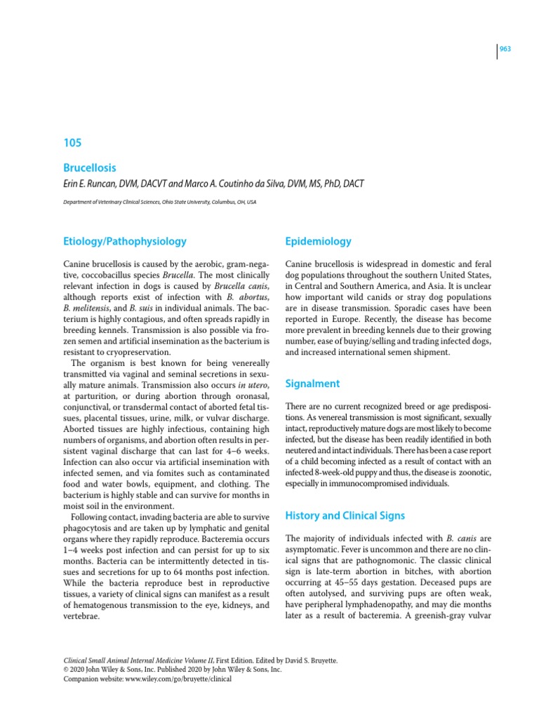 105 Brucellosis: Etiology/Pathophysiology Epidemiology | PDF ...