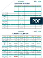 Horarios Cardiología Agosto 2022