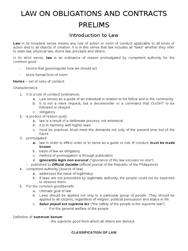 Overview of Obligations and Contracts Law | PDF | Negligence | Law Of ...