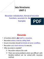 Data Structures UNIT-1: Recursion: Introduction, Format of Recursive Functions, Recursion vs. Iteration, Examples