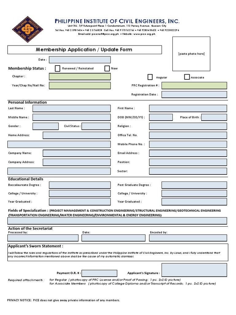 Membership Registration Form | PDF