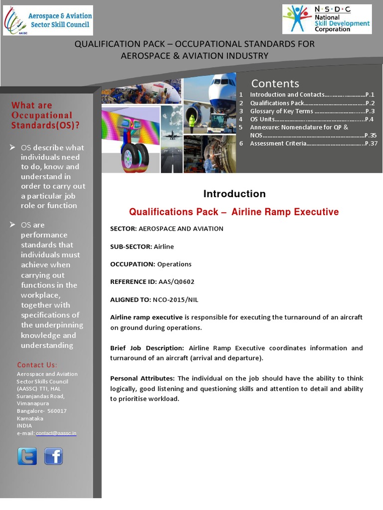 Qualification Pack Occupational Standards For Aerospace & Aviation