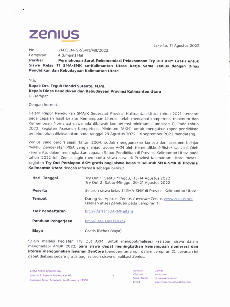 Try Out AKM Gratis Zenius Kalimantan Utara | PDF