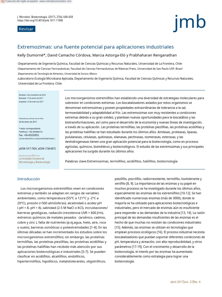 Extremozymes A Potential Source For Industrial Applications - Articulo ...