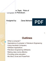 Presentation Topic: Role of Computer in Petroleum