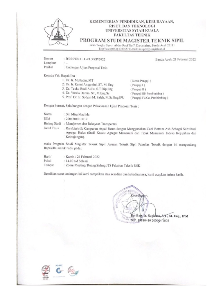 Undangan Ujian Seminar Proposal Tesis Pdf