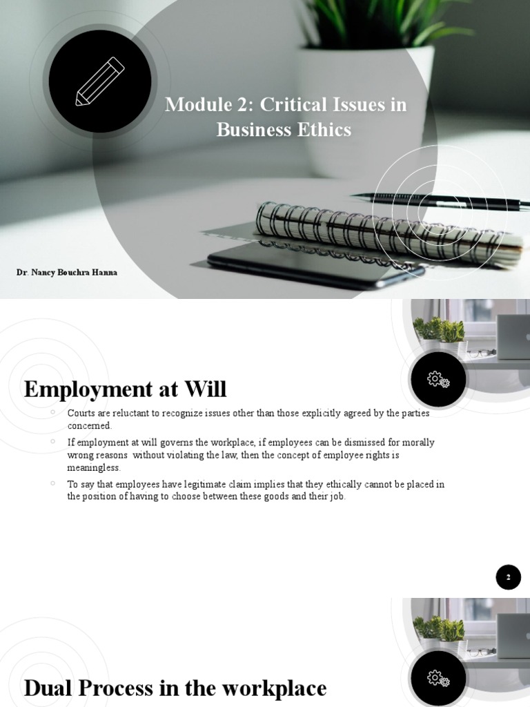 Module 2 - Issues and Complexities in Business Ethics | PDF | At Will ...