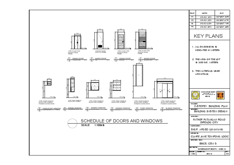 Schedule of Doors and Windows Plan | PDF | Window | Door