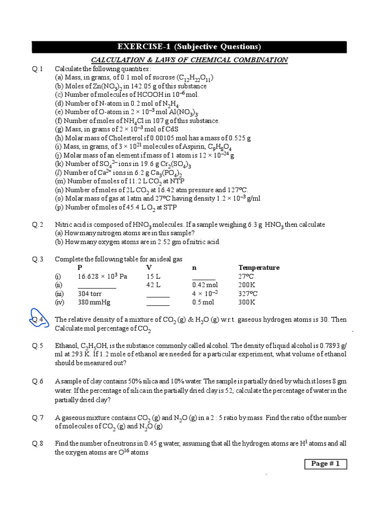 Mole Sheet PDF