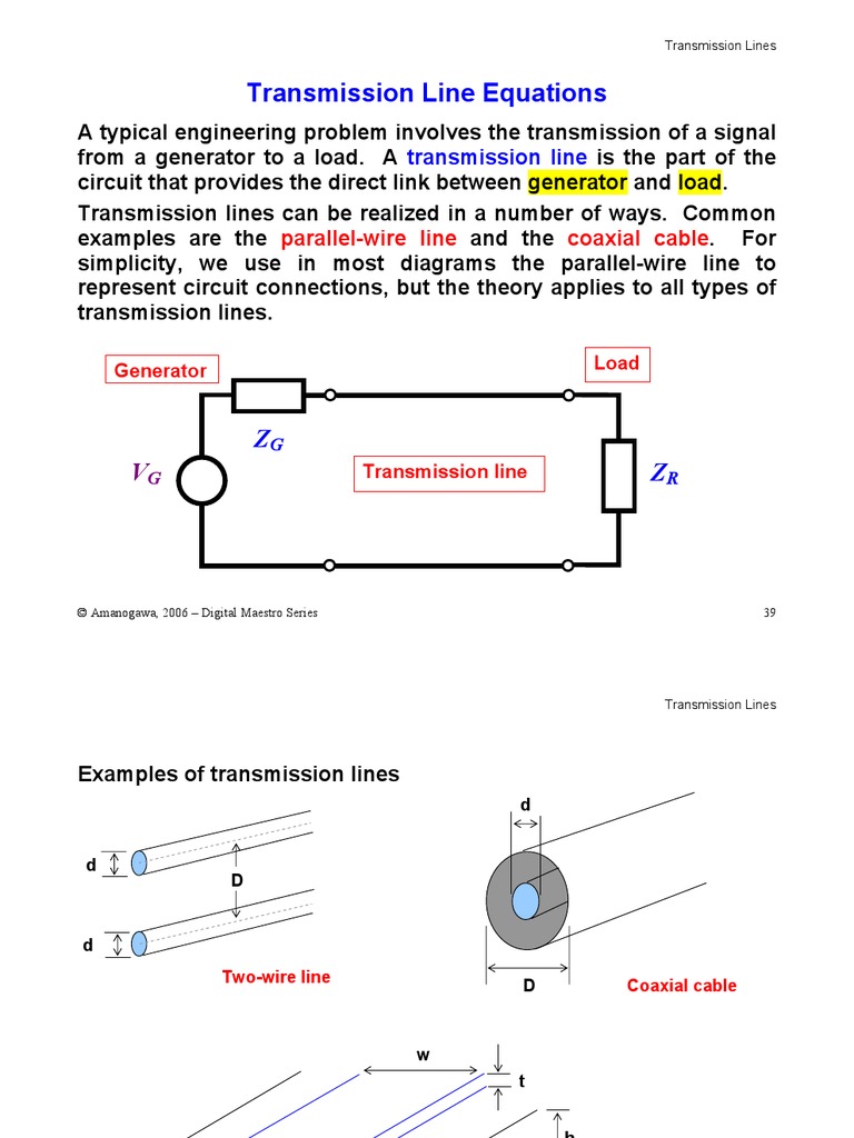 Transmission Line Equations PDF Transmission Line Electrical