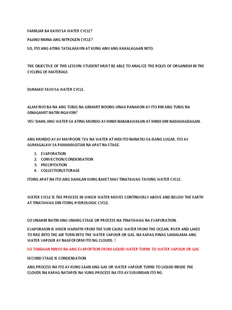 Water Cycle | PDF