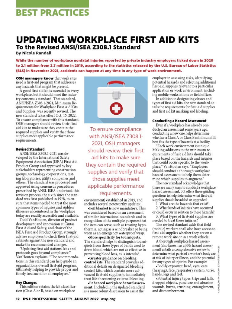 Updating Workplace First Aid Kits PDF Occupational Safety And