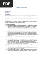 Lab Security Policy Cyber Security Policy