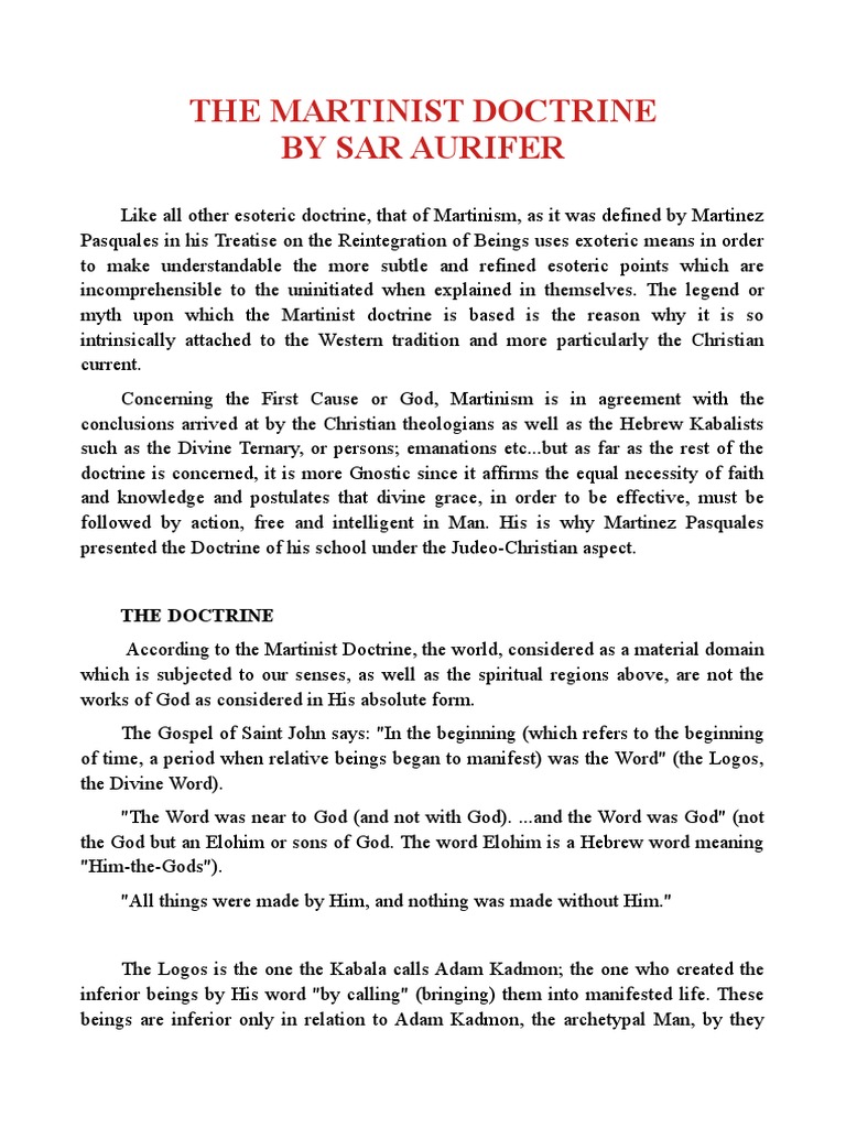 Understanding Martinist Doctrine | PDF | God | Esotericism