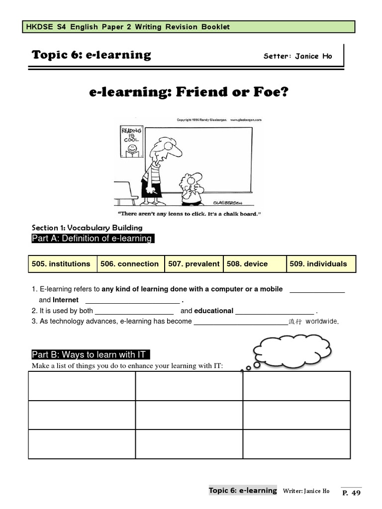 Writing Booklet - Topic 6 - E-Learning | PDF | Educational Technology ...