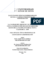 Calidad de servicio y satisfacción de clientes en banco