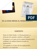 De La Edad Media Al Renacimiento