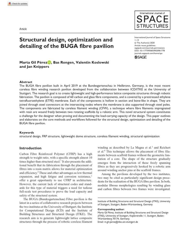 Structural Design, Optimization and Detailing of The BUGA Fibre ...