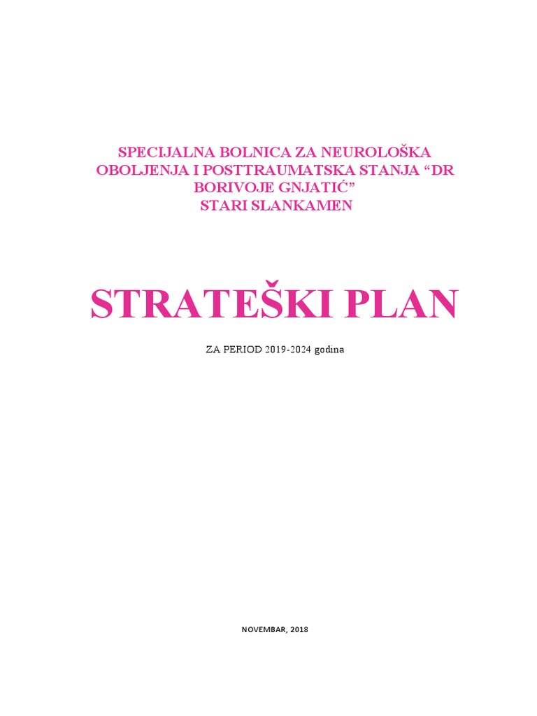 Strateški Plan: Specijalna Bolnica Za Neurološka Oboljenja I ...
