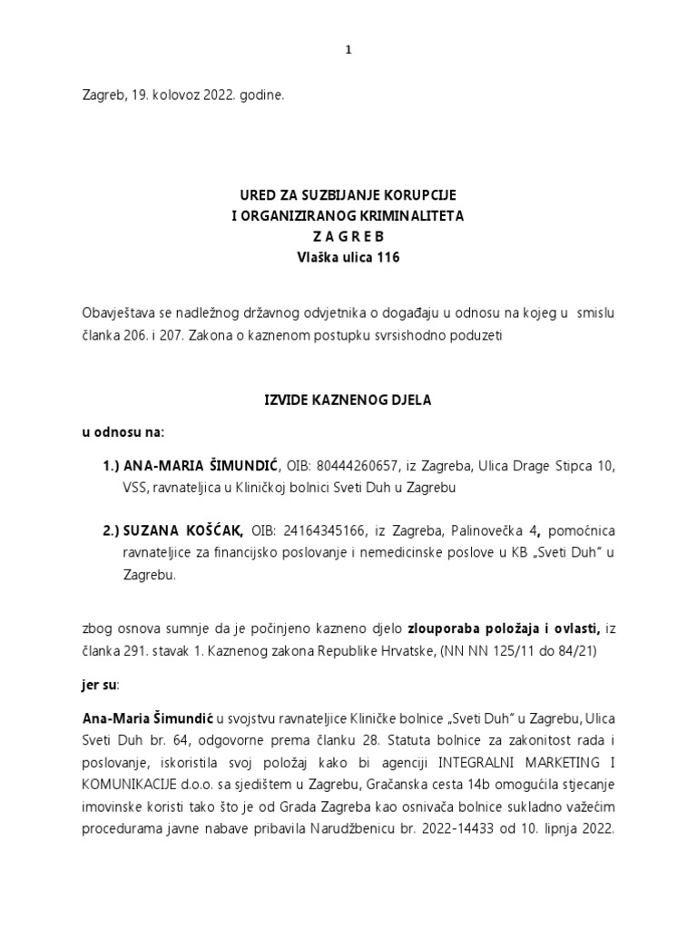 KB Sv. Duh - Dopis Radnika | PDF