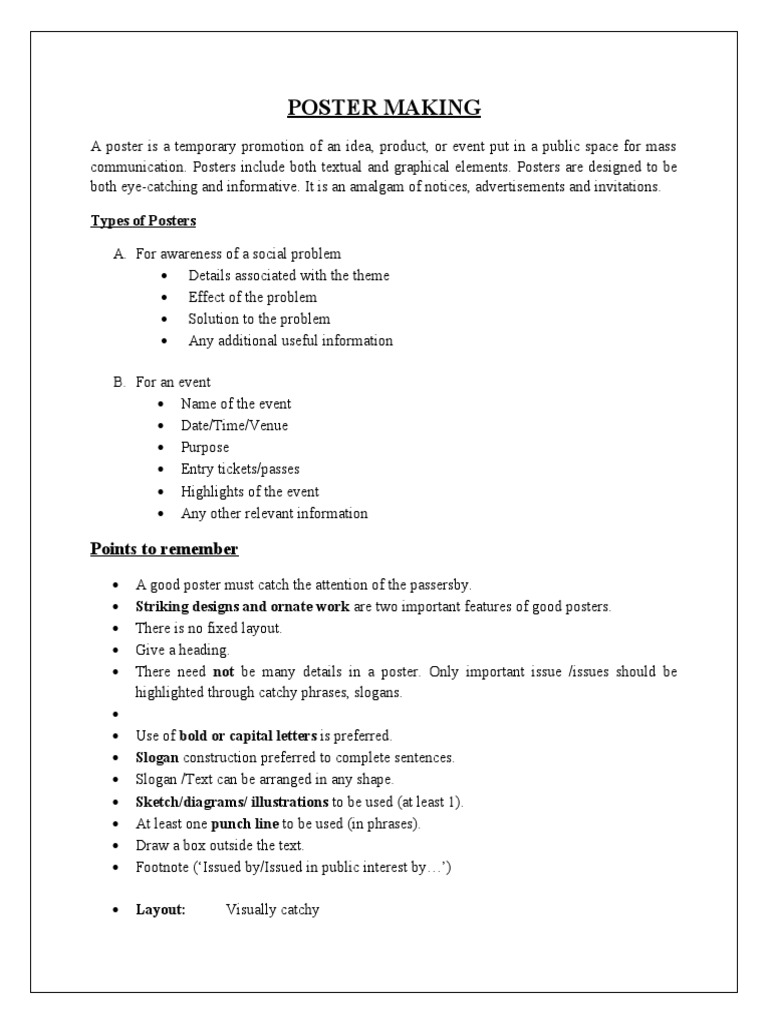 Poster Making Types of Posters PDF Poster Page Layout