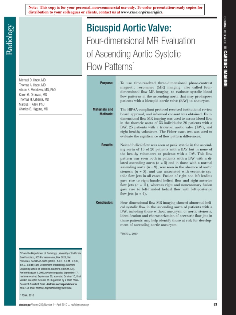 Bicuspid Aorta Valve PDF Cardiovascular System Heart