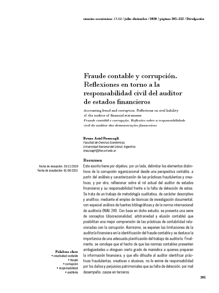 Responsabilidad del auditor en fraude contable | PDF | Contabilidad ...