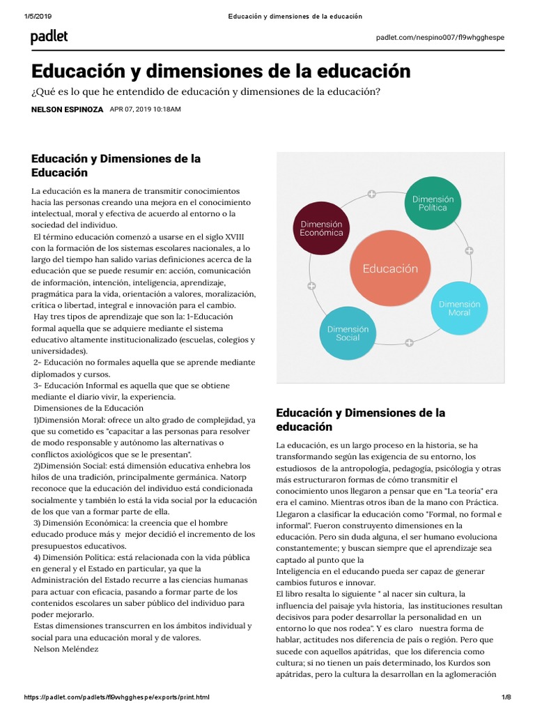 Dimensiones de la Educación: Un Análisis | PDF | Aprendizaje | Sociedad