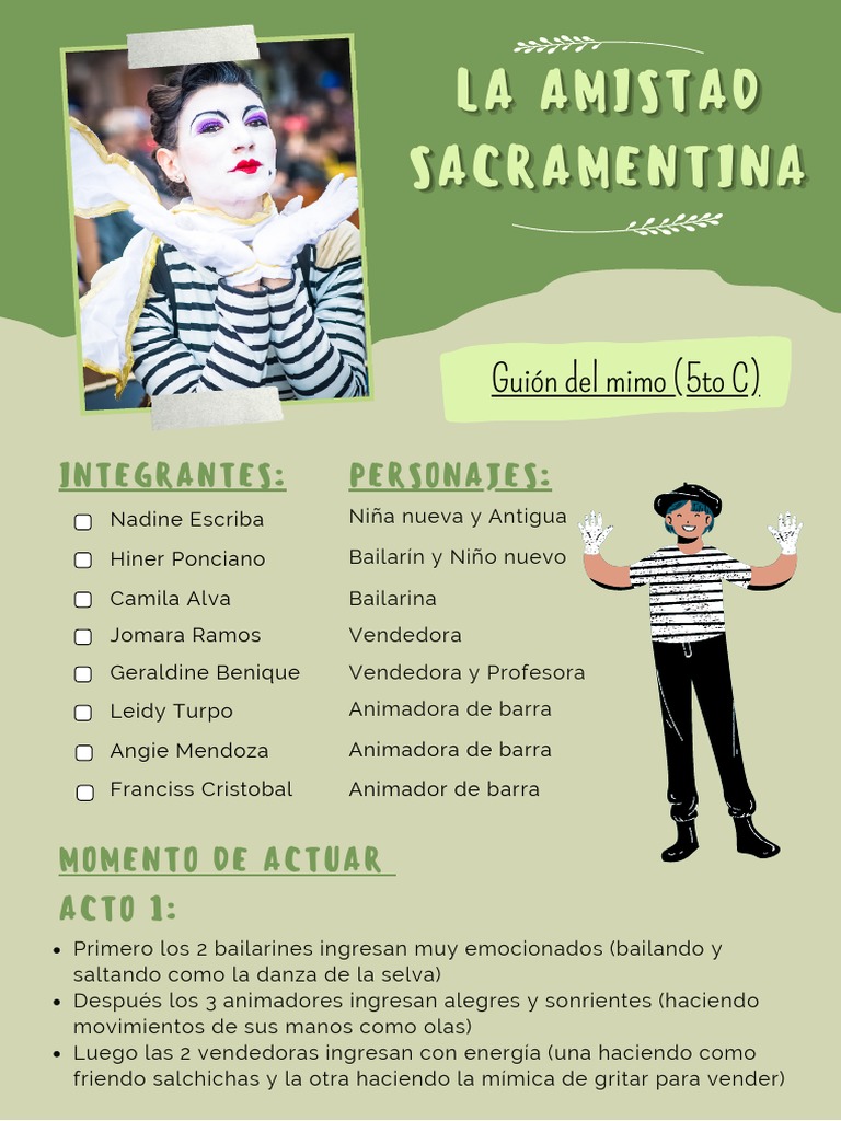 Guión de mimo sobre la amistad | PDF
