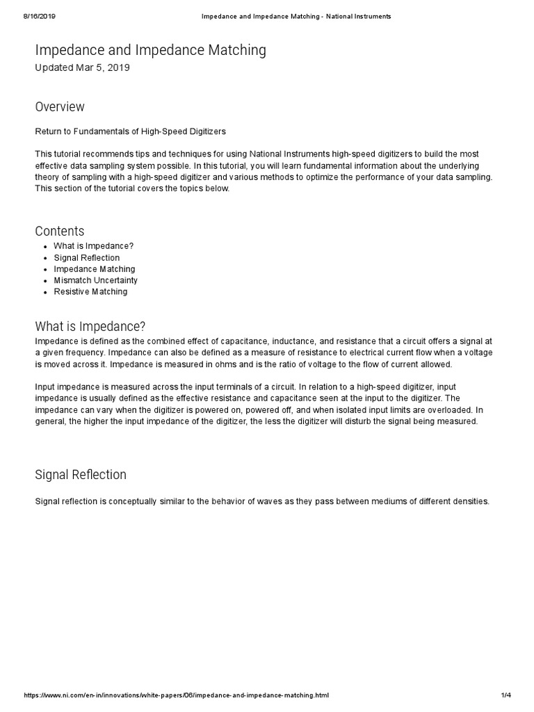 Understanding Impedance Matching Techniques | PDF | Electrical ...