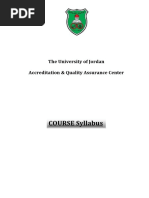 COURSE Syllabus: The University of Jordan Accreditation & Quality Assurance Center