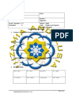 Worksheet 6 - Positive and Negative Numbers - Integers