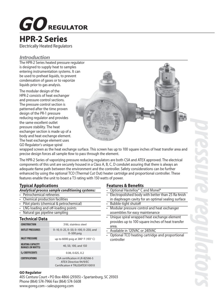 hpr2 Regulator For Model 933 Analyzer PN 300-9478 | PDF | Heat ...