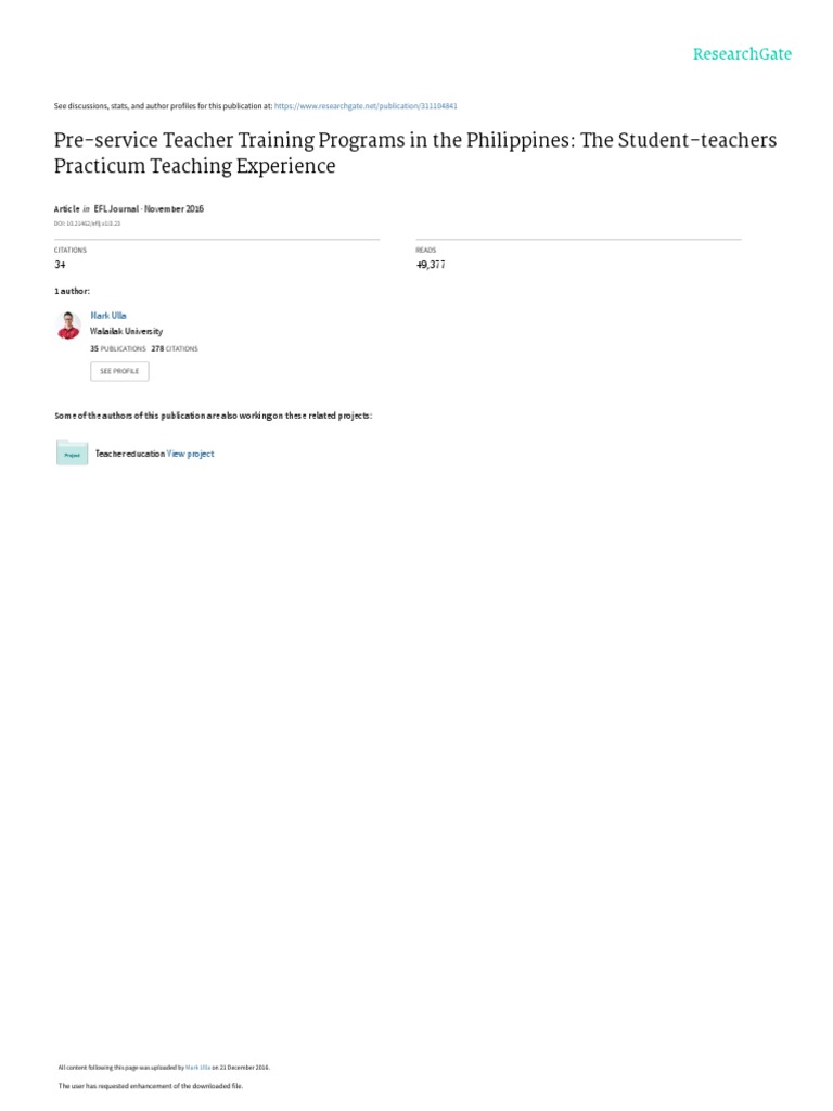 Pre-service Teacher Training in the Philippines | PDF | Teaching Method ...