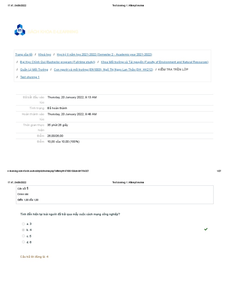 Test Chương 1 - Attempt Review | PDF