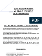 Different Ways of Giving Tell Me About Yourself (Job Interview)