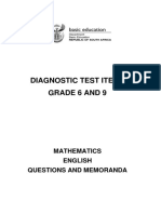 Grade 6 & 9 English Diagnostic Test Items