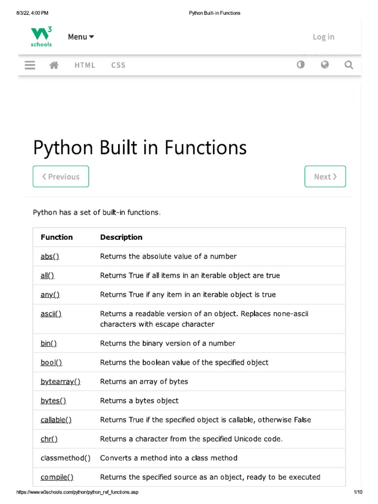Python In-Built Functions | PDF