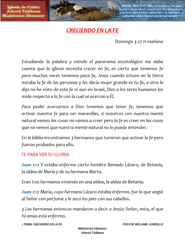 Creciendo en la Fe: Ejemplo de Lázaro | PDF | Jesús | Creencia ...