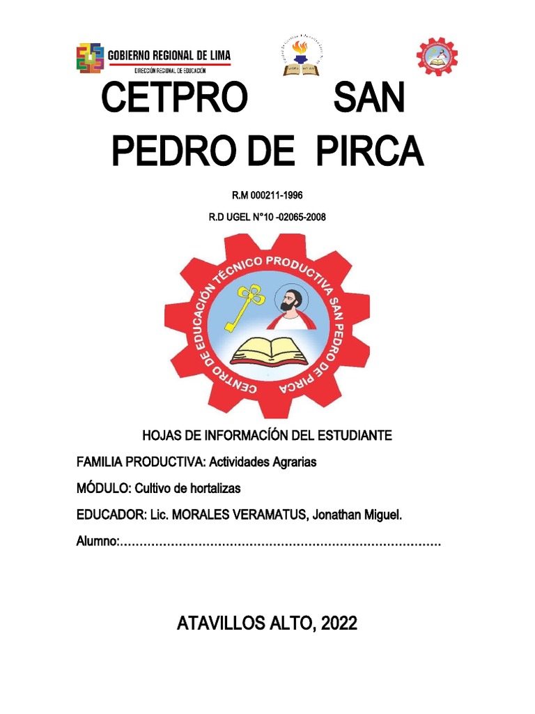 HOJA INF N°1Cultivo de Hortalizas PDF Siembra Horticultura