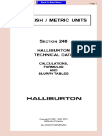 English / Metric Units: Halliburton Technical Data