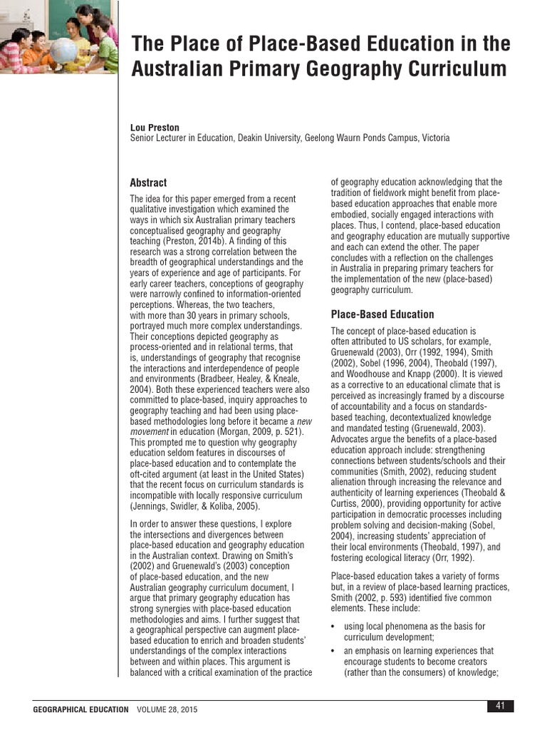 Preston The Place of PlaceBased Education in The Australian Primary